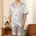 thumbnail image 1 of AXXD Men PJS Clearance 2 Piece Short Set,Men Solid Casual Button Closure Print Short-sleeve Pajama Shorts Set With Pockets, 1 of 5