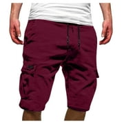 AXXD Men Pants For Men's Plus Size Cargo Shorts Multi-Pockets Relaxed Summer Beach Shorts Pants