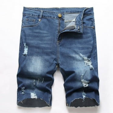 AXXD Men Shorts Blue Summer Short Micro Elastic Short Zipper Bermuda Jeans Clearance