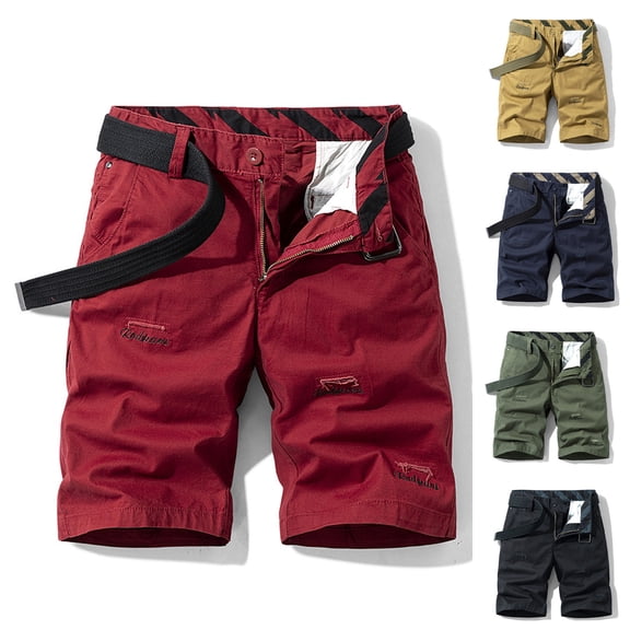 AXXD Men Shorts Casual Summer Work Shorts with Multi-pocket Mid-waist Cargo Shorts Clearance
