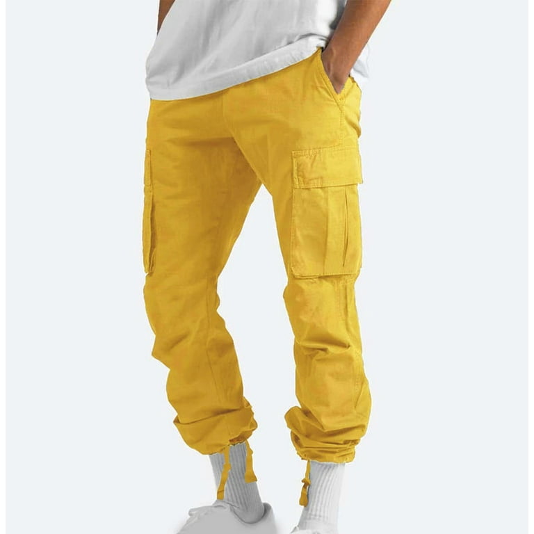 Black and yellow cargo pants best sale