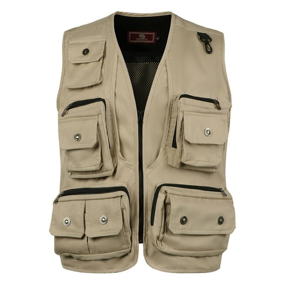 AXXD Men coats,Mens Gilet Waistcoat Multi Pocket Fishing Hunting Hiking Vest Waistcoat Jacket