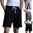 thumbnail image 1 of AXXD Men's Cargo Shorts Black Summer Casual Patchwork Sports Elastic Mid-waist Lace-up Shorts Clearance, 1 of 7