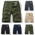 thumbnail image 1 of AXXD Men's Shorts Casual Summer Solid Zipper Button Pockets Elastic Waist Cropped Cargo Shorts New Arrival, 1 of 4