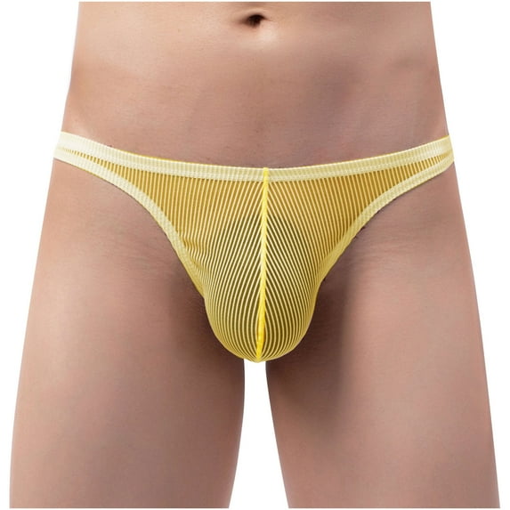 AXXD Men's Thong Underwear,Slimming Low Waist Stretch Patchwork Christmas Tight Anti-wear Nylon Boxer Briefs For Youth Clearence (8 Yellow)