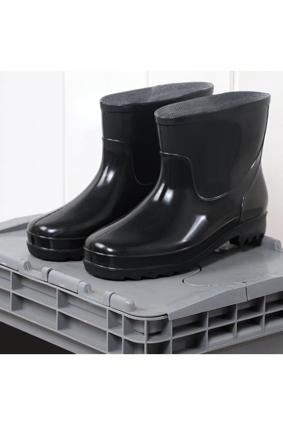 Men's Women's Black Rain Boots Non-slip Lightweight Mud Garden Boots Medium Width Comfortable Outdoor Work Boots Fishing Shin Rubber Boots Size 40(US:7.5)