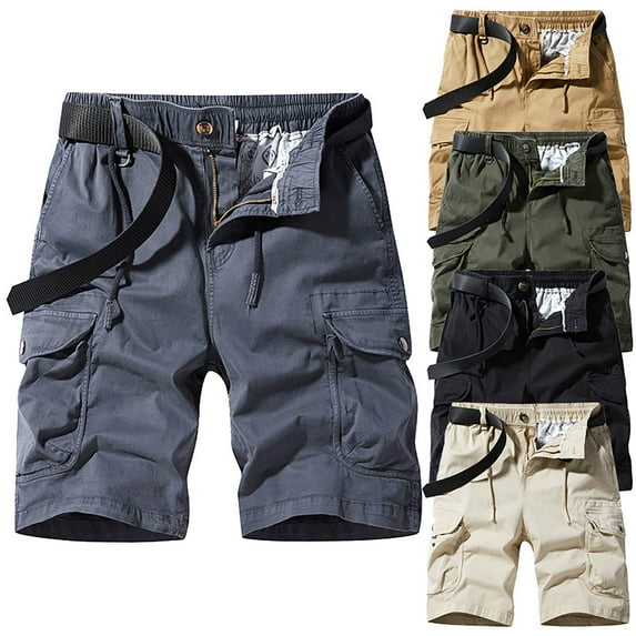 AXXD Men's Workout Shorts Summer Workwear Shorts Multi Pocket Zipper Straight Leg Casual Sports Shorts Father's Day Gift