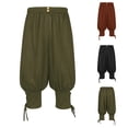 thumbnail image 1 of AXXD Mens Beach Shorts Black Summer Plus Size Casual Solid Elastic Waist Knee Strap Half Shorts Slantern Pants Clearance, 1 of 1