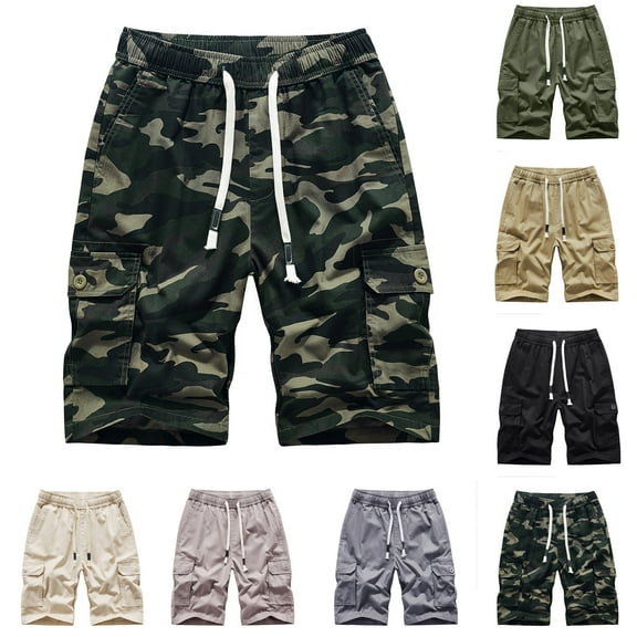 AXXD Mens Beach Shorts Summer Casual Overalls Plus Size Pockets Drawstring Sport Shorts New Arrival