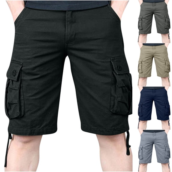 AXXD Mens Cargo Shorts Plus Size Shorts Multi-Pockets Relaxed Summer Beach Shorts Clearance