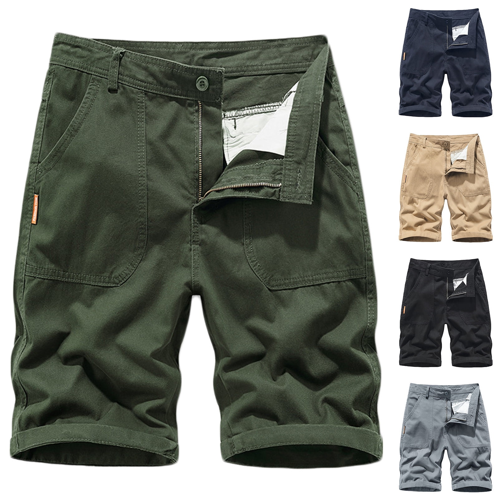 AXXD Mens Casual Shorts Khaki Size Sports And Leisure Multi-Pockets
