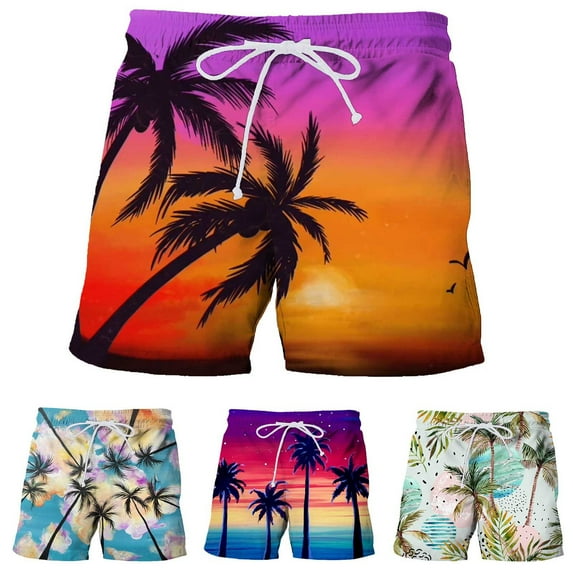 AXXD Mens Running Shorts Hawaii Printing Summer Vacation Beach Shorts Swimming Trunks Clearance