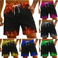 thumbnail image 1 of AXXD Mens Shorts Cargo Summer Flame Printing Special Print Beach Casual Trouser Shorts New Arrival, 1 of 10