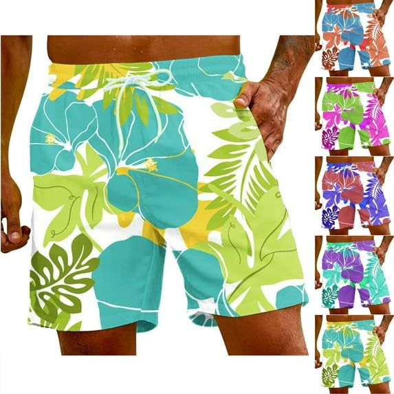 AXXD Mens Shorts Clearance Clothing Under $10 Blue Summer Special Print Beach Casual Trouser Shorts Father's Day Gift