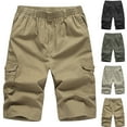 thumbnail image 1 of AXXD Mens Shorts Clearance Clothing Under $5 Black Summer Plus Size Casual Pure Color Outdoors Pocket Beach Work Trouser Cargo Shorts New Arrival, 1 of 6