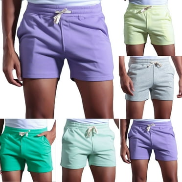 AXXD Mens Shorts Summer Solid Cotton Sports Elastic Mid-waist Lace-up Shorts New Arrival