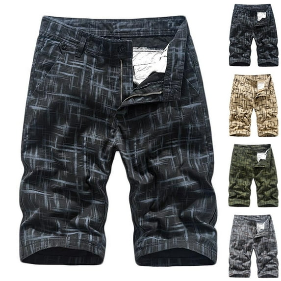 AXXD Mens Shorts With Pockets Blue Plus Size Cargo Shorts Multi-Pockets Relaxed Summer Beach Shorts Father's Day Gift