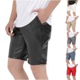thumbnail image 1 of AXXD Mens Shorts With Pockets Blue Summer Men's Faux Leather Shorts with Pocket Casual Pure Color Beach Cargo Shorts New Arrival, 1 of 9