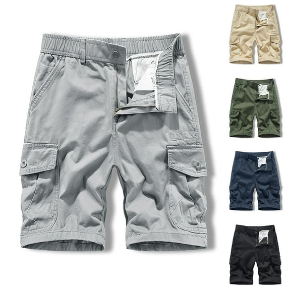 AXXD Mens Summer Shorts Black Workwear Shorts Multi Pocket Zipper Straight Leg Casual Sports Shorts Clearance