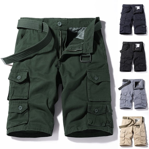 AXXD Mens Summer Shorts Khaki Casual Color Outdoors Pocket Beach Work Trouser Cargo Shorts Clearance