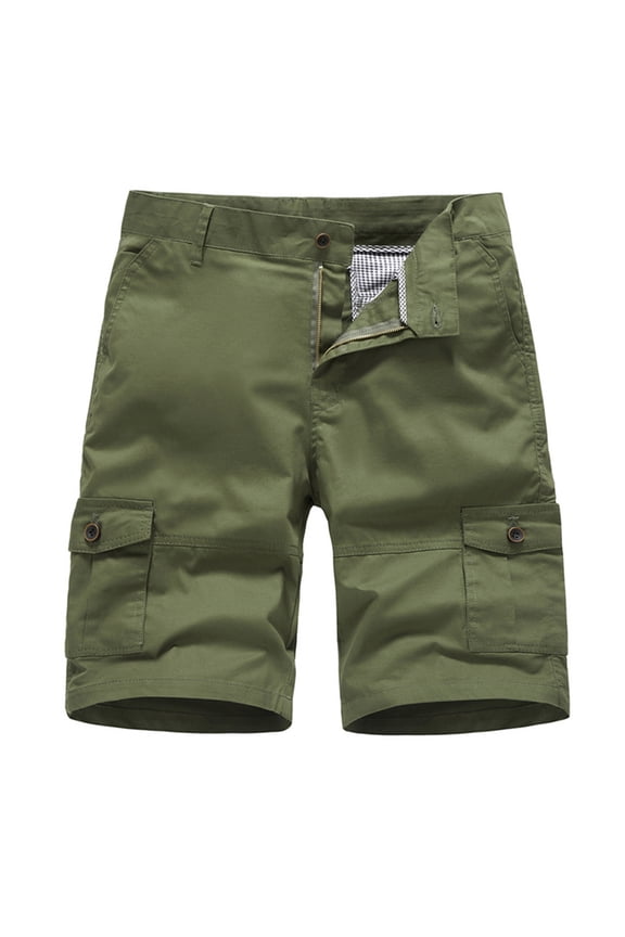 Mens Swim Shorts Loose Fit Classic Solid Zipper Button Multiple Pockets Cropped Cargo Shorts Fors New Arrival