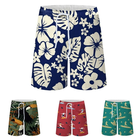 AXXD Mens Workout Shorts Black Summer Printing Breathable Seaside Vacation Beach Shorts Swimming Trunks Clearance