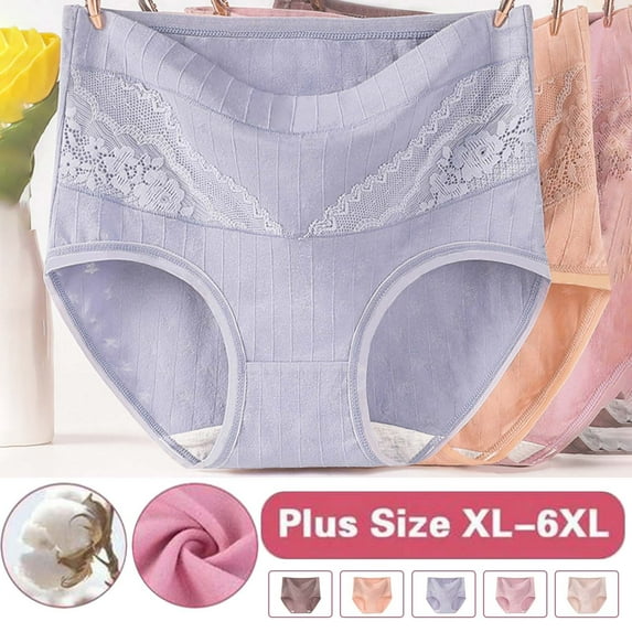AXXD Panties for Women High Waisted Lace Silk Leakproof Solid Plus Size Cotton Underwear Soft Full Breathable Clearance