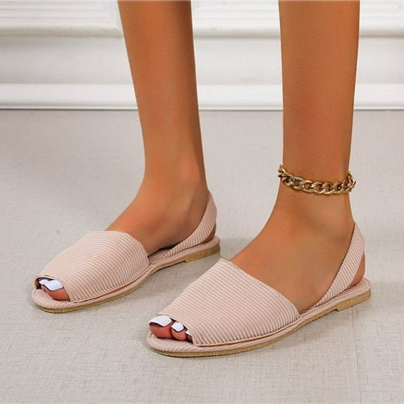 AXXD Pink Sandals for Women Summer New Buckle Fish Mouth Sandals Color Flat Shoes
