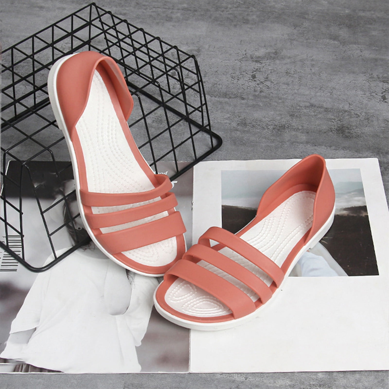 womens pink slide sandals