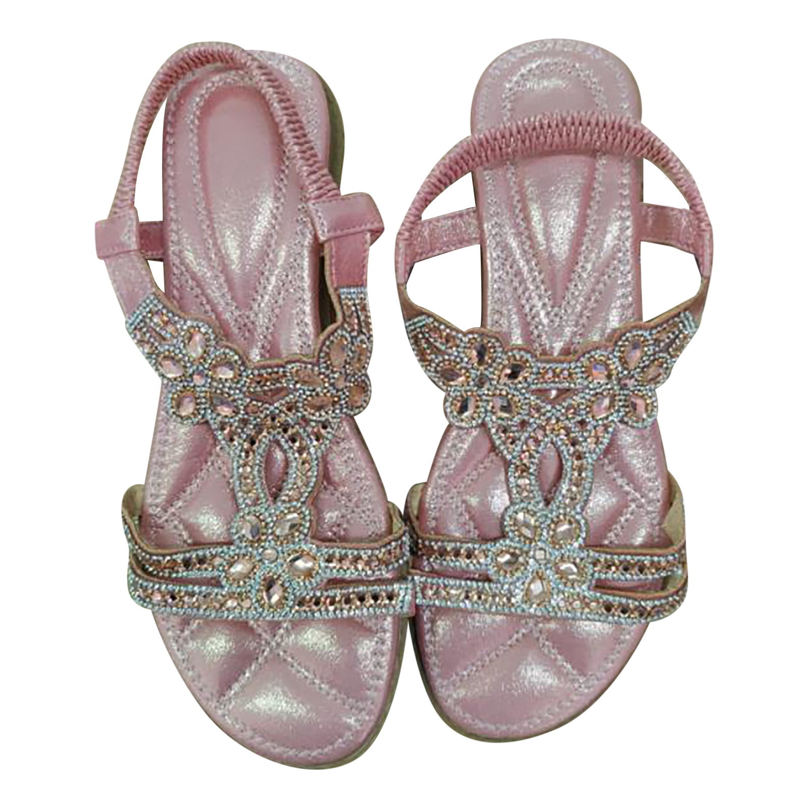 Women Wedge Sandals Cushioned Insole Floral Pink Pointed Toe 9 Cm Heel Comfort For Summer main image 1