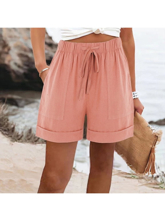 Plus Size Shorts Clearance Pocket Summer Casual Loose With Pockets Drawstring Elastic Waist Pants Short Pants Spring Clearance Under $5 Clothing Woman