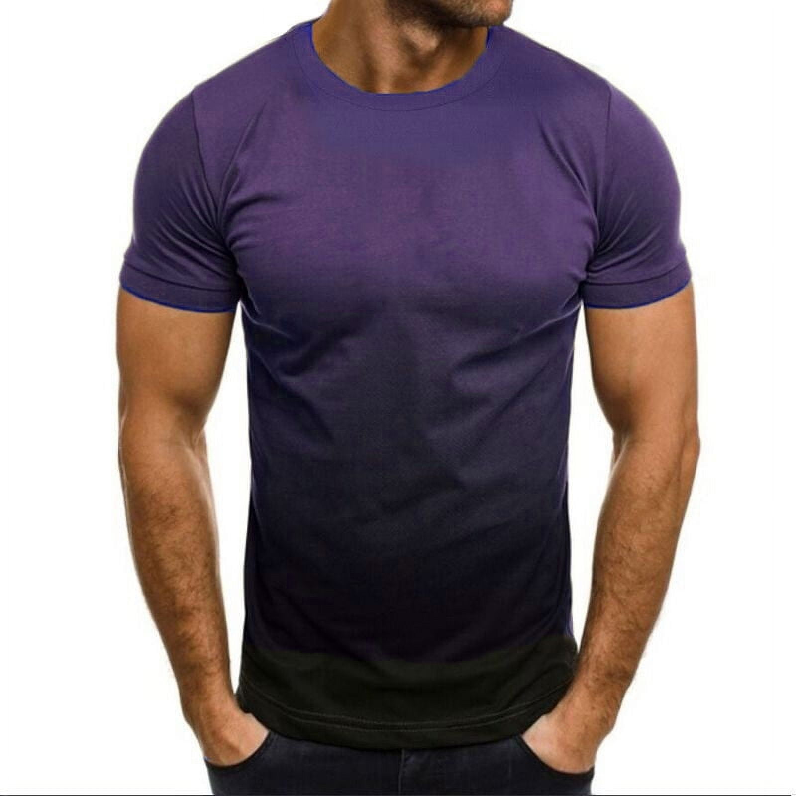 AXXD Purple Workout Shirts For Men Slim T-Shirt Contrast Color Tee ...