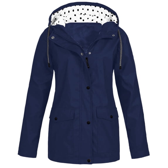AXXD Rain Coats for Women,Women Solid Rain Jacket Outdoor Plus Size Hooded Raincoat Windproof Jackets for Women
