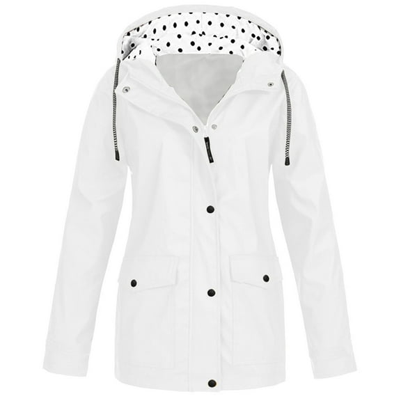 AXXD Rain Coats for Women,Women Solid Rain Jacket Outdoor Plus Size Hooded Raincoat Windproof Jackets for Women