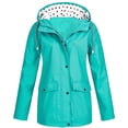 thumbnail image 1 of AXXD Rain Coats for Women,Women Solid Rain Jacket Outdoor Plus Size Hooded Raincoat Windproof Jackets for Women, 1 of 3