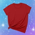 thumbnail image 1 of AXXD Red Basic Hawaiian Shirts for Women Summer 2024 Short Sleeves Comfortable Casual Tops Pullover Blouse T-shirt, 1 of 7