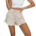 thumbnail image 1 of AXXD Running Shorts For Women Summer Pants With Ruffles Elastic Waist Drawstring Shorts Mother's Day, 1 of 5