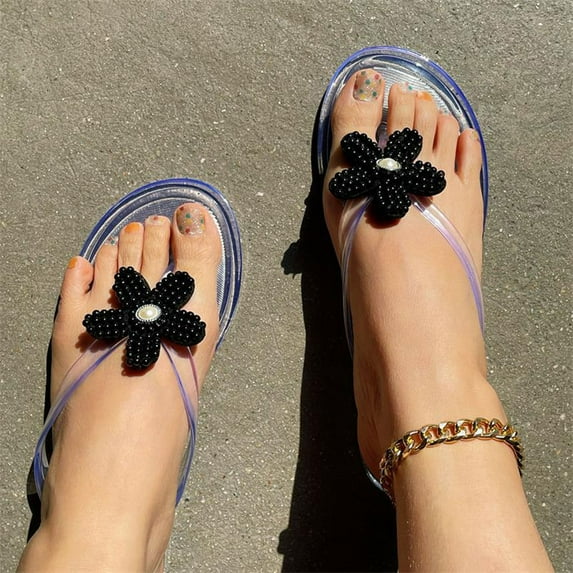 AXXD Sandals for Women 6.5 Summer Flower Flat Bottom Sandals Comfortable Flip Toe