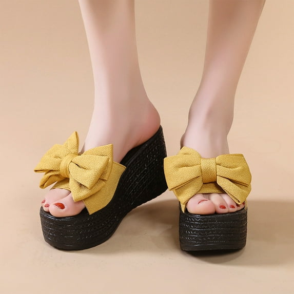 AXXD Sandals for Women 6.5 Summer Matsu Heel Thick Sole Slope Heel Shoes Breathable Slip-on Beach Sandals