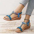 thumbnail image 1 of AXXD Sandals for Women Summer Fish-mouth Slip-on Slope Heel Shoes Casual Bohemian Rhinestone Roman Boho Sandals, 1 of 7