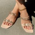 thumbnail image 1 of AXXD Sandals for Women Clearance Under $10 Summer Strap Rhinestone Flat Bottom Sandals Comfortable Casual, 1 of 1