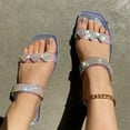 thumbnail image 1 of AXXD Sandals for Women Summer Strap Rhinestone Flat Bottom Sandals Comfortable Casual, 1 of 6