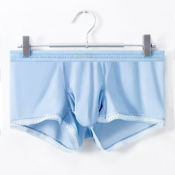 AXXD Sexy Mens Underwear,Unbuttoned Satin Classic Fit Full Rise Hip Lift Sexy Christmas Lattice Shorts For Men's Big and Tall Clearence (12 Blue)