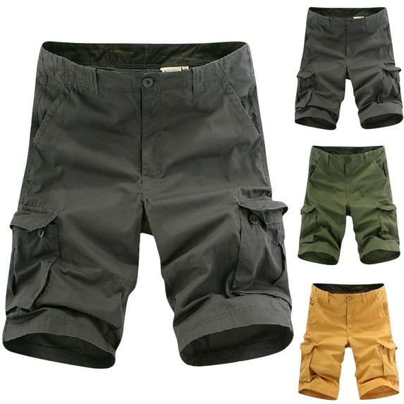 AXXD Shorts For Men Summer Plus Size Casual Pure Color Outdoors Pocket Beach Work Trouser Cargo Shorts Father's Day Gift