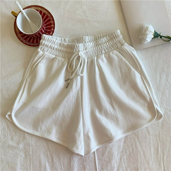 AXXD Shorts For Women Clearance Under $10,High Waist Ladies Wide Leg Solid Jeans Short Biker Shorts Women Pack White 6