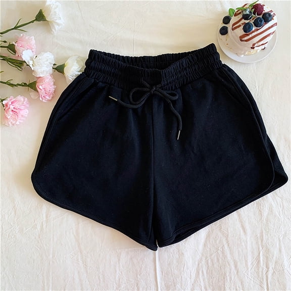 AXXD Shorts For Women Clearance Under $10,High Waist Ladies Wide Leg Solid Jeans Short Maternity Shorts Black 8
