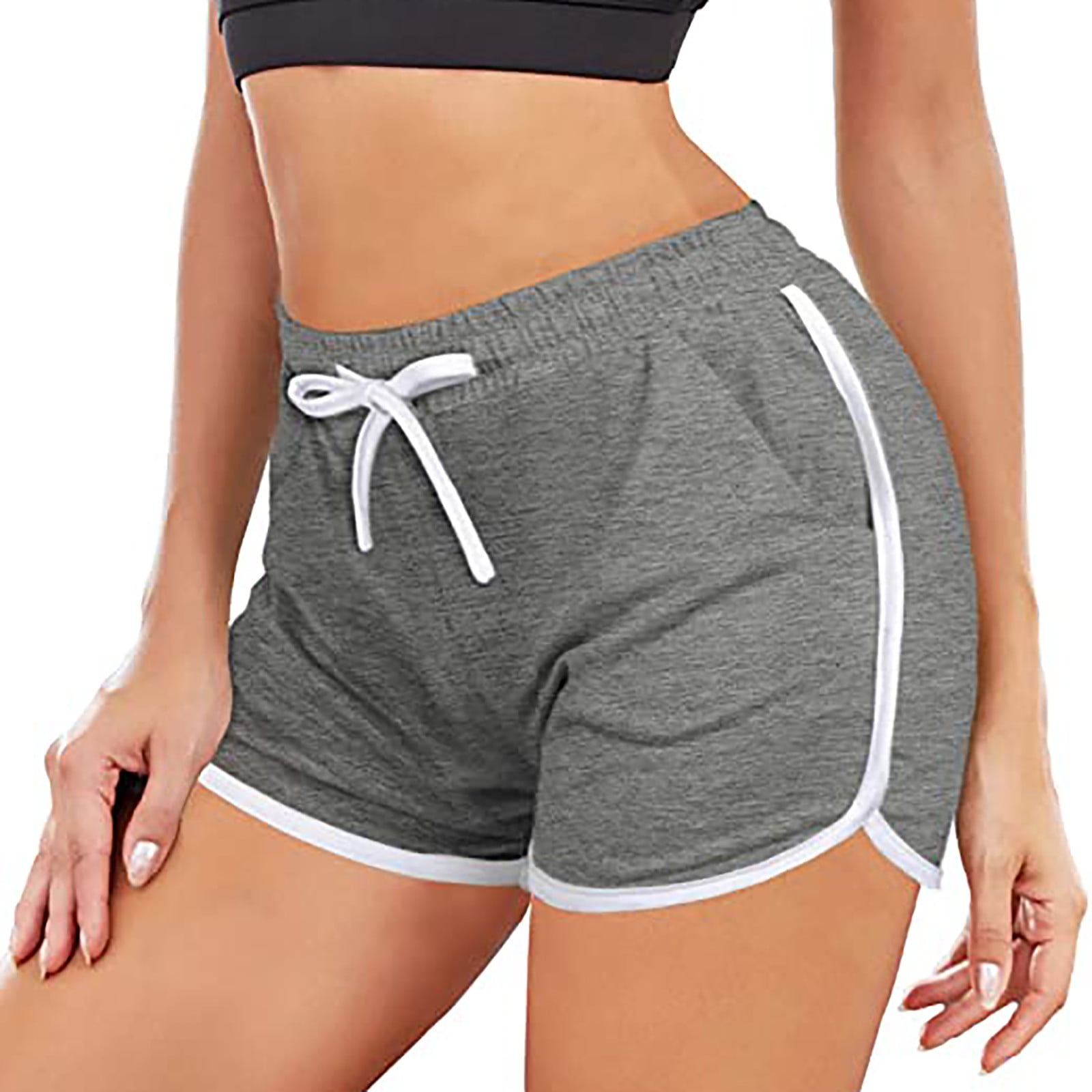 AXXD Shorts For Women Clearance Under $10,High Waist Yoga Bandage Elastic  Waist Short Shorts for Teen Girls Denim Gray M