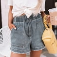 thumbnail image 1 of AXXD Shorts For Women Clearance Under $10,Solid Color Denim Pokets Fringe Jeans Summer Shorts for Teen Girls Light blue 8, 1 of 1