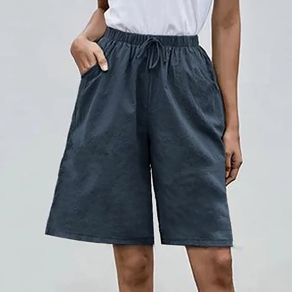 AXXD Shorts For Women Clearance Under $10,Summer Drawstring Lacing Pocket Solid Color Gym Shorts Women Set Blue 18