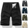thumbnail image 1 of AXXD Shorts Men Athletic Summer Plus Size Casual Solid Zipper Button Pockets Elastic Waist Cropped Cargo Shorts Father's Day Gift, 1 of 4